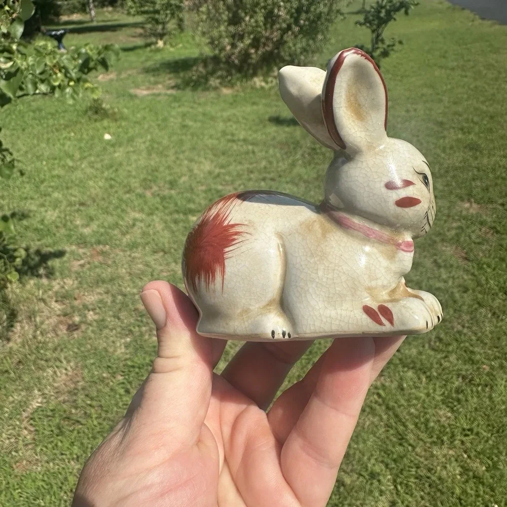 Staffordshire Style Bunny Rabbit Small Porcelain Figurine 4